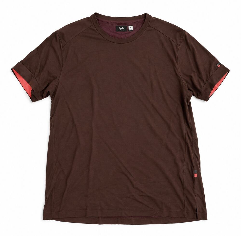 Rapha Merino Wool Short Sleeve Burgundy T-Shirt Reflective Inside Sleeves Large